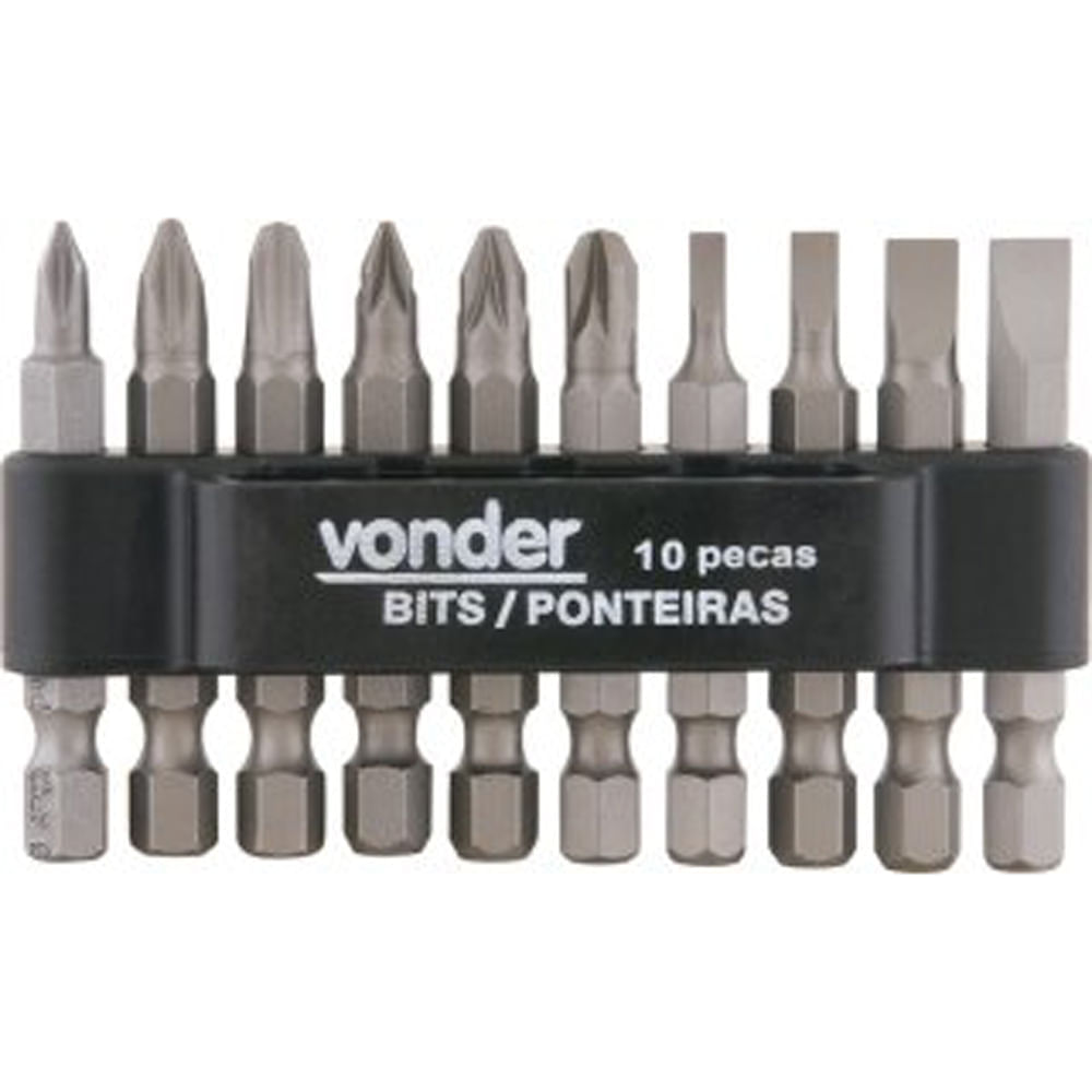 Jogo Bits Vonder Com Ponteira 10 Peças 1/4 vd