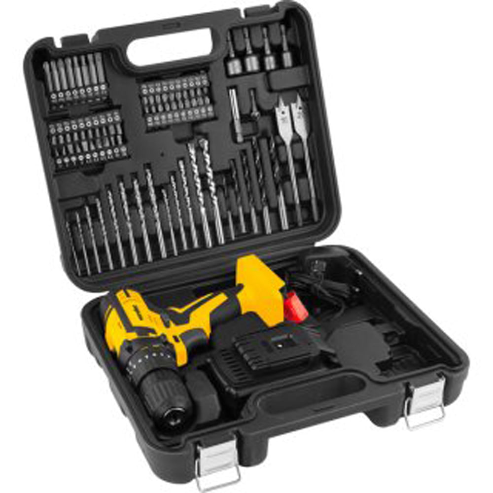 Parafusadeira/furadeira Elétrica Vonder Pfv074 12v Com Impacto Kit 74 Peças