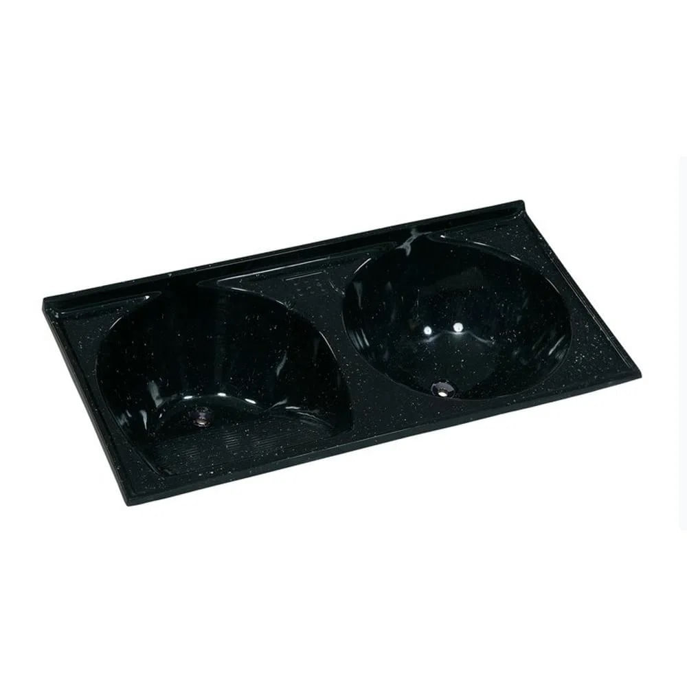 Tanque Roralit 124x62 Duplo Mármore Sintético Preto 25