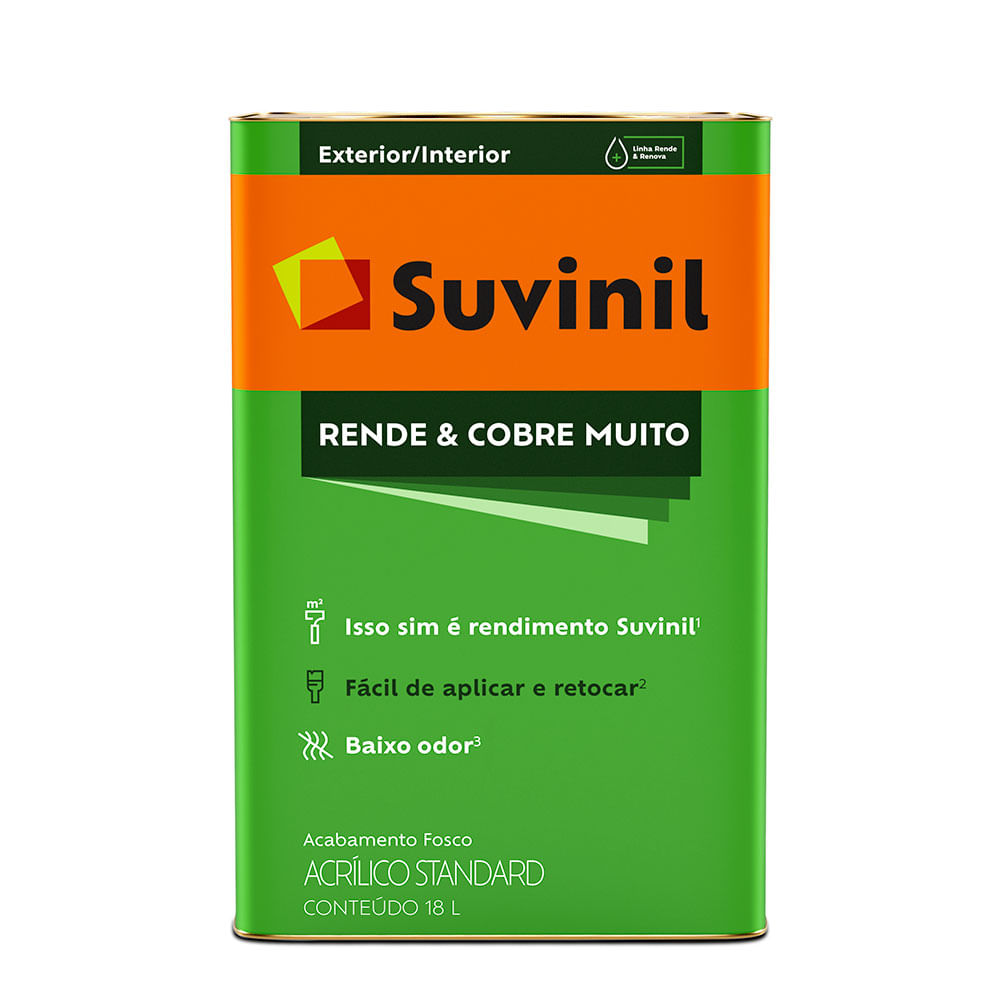 Tinta Suvinil Acrílica Fosco Rende Cobre Muito 18lt Branco