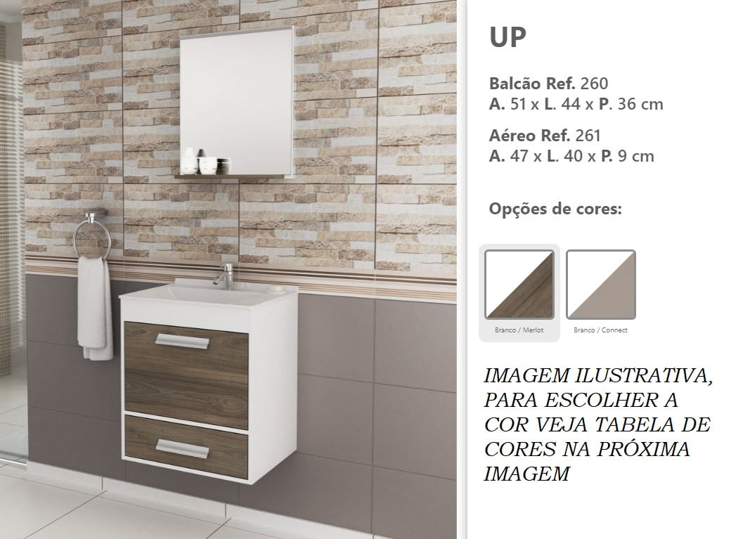 Balcão Para Banheiro Balcony 45 Kit up Branco/preto