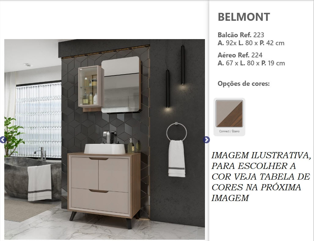 Balcão Para Banheiro Balcony 80 Kit Belmont pé Connect/freijó