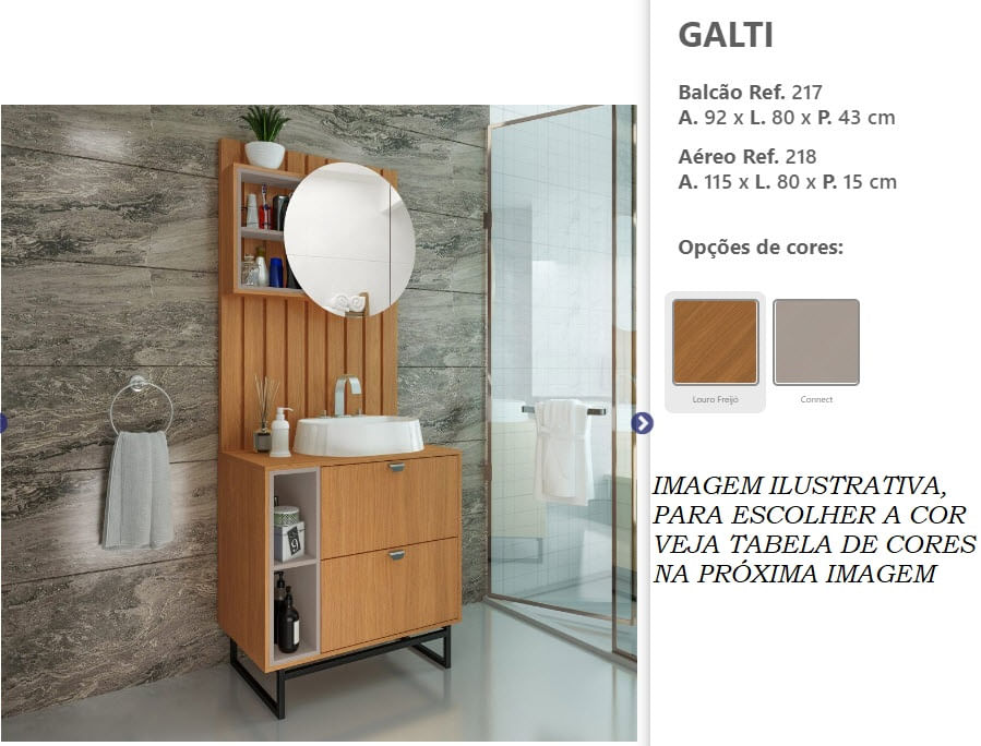 Balcão Para Banheiro Balcony 80 Kit Galti Com Pés Connect/freijó