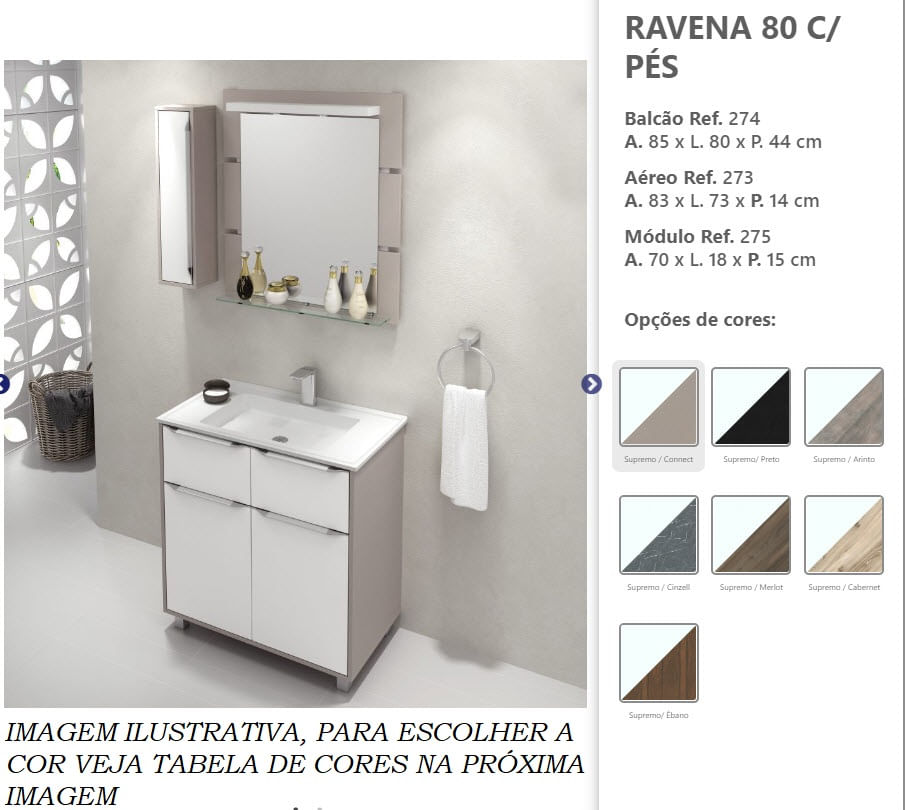 Balcão Para Banheiro Balcony 80 Kit Ravena Com pé Supremo/connect