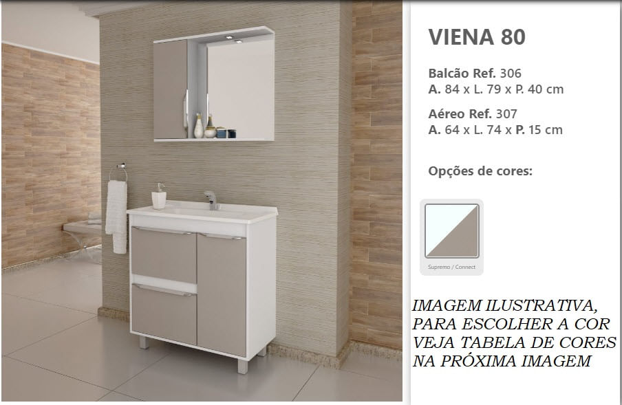 Balcão Para Banheiro Balcony 80 Kit Viena Com pé Supremo/connect