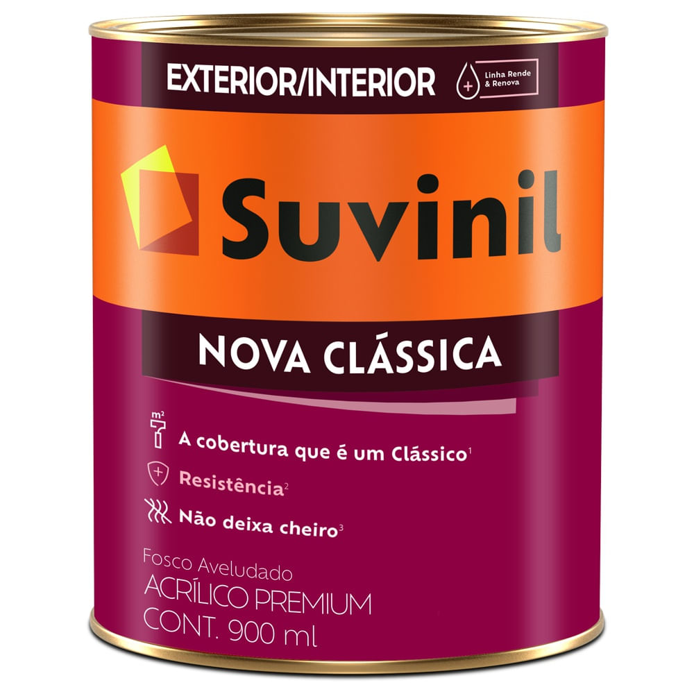 Tinta Suvinil Acrílica Fosco Nova Clássica 0,9lt Branco Neve