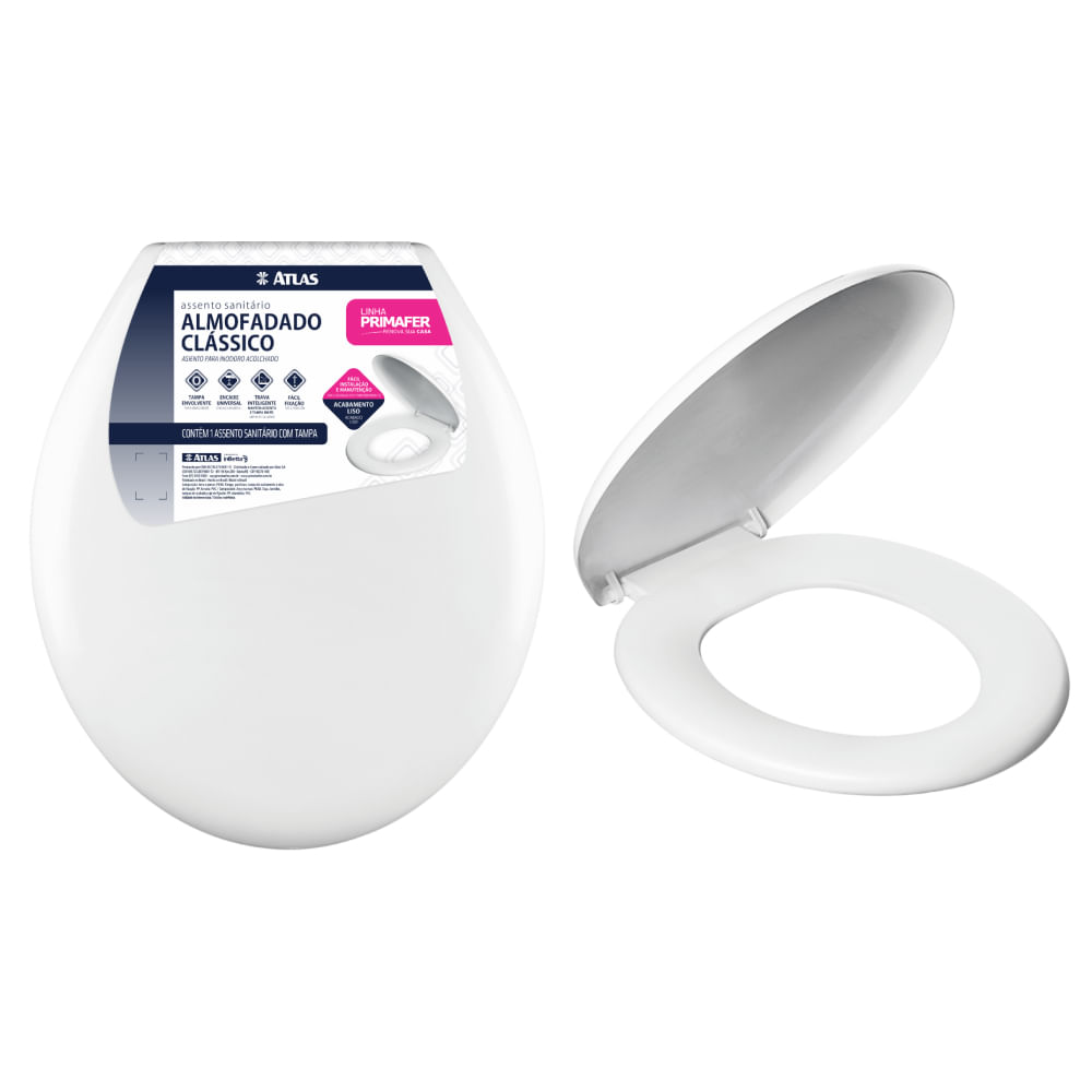 Assento Sanitário Atlas Clássico Almofadado Branco