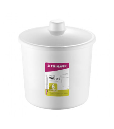 Lixeira Atlas Primafer Plástico Redondo Com Tampa 6 Litros Branco
