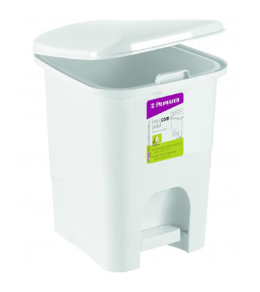 Lixeira Atlas Primafer Retangular Com Pedal 6 Litros Branco