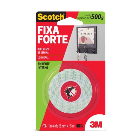 Fita Dupla Face 3m 24mmx1,5mt Fixa Forte Ambiente Interno Branca