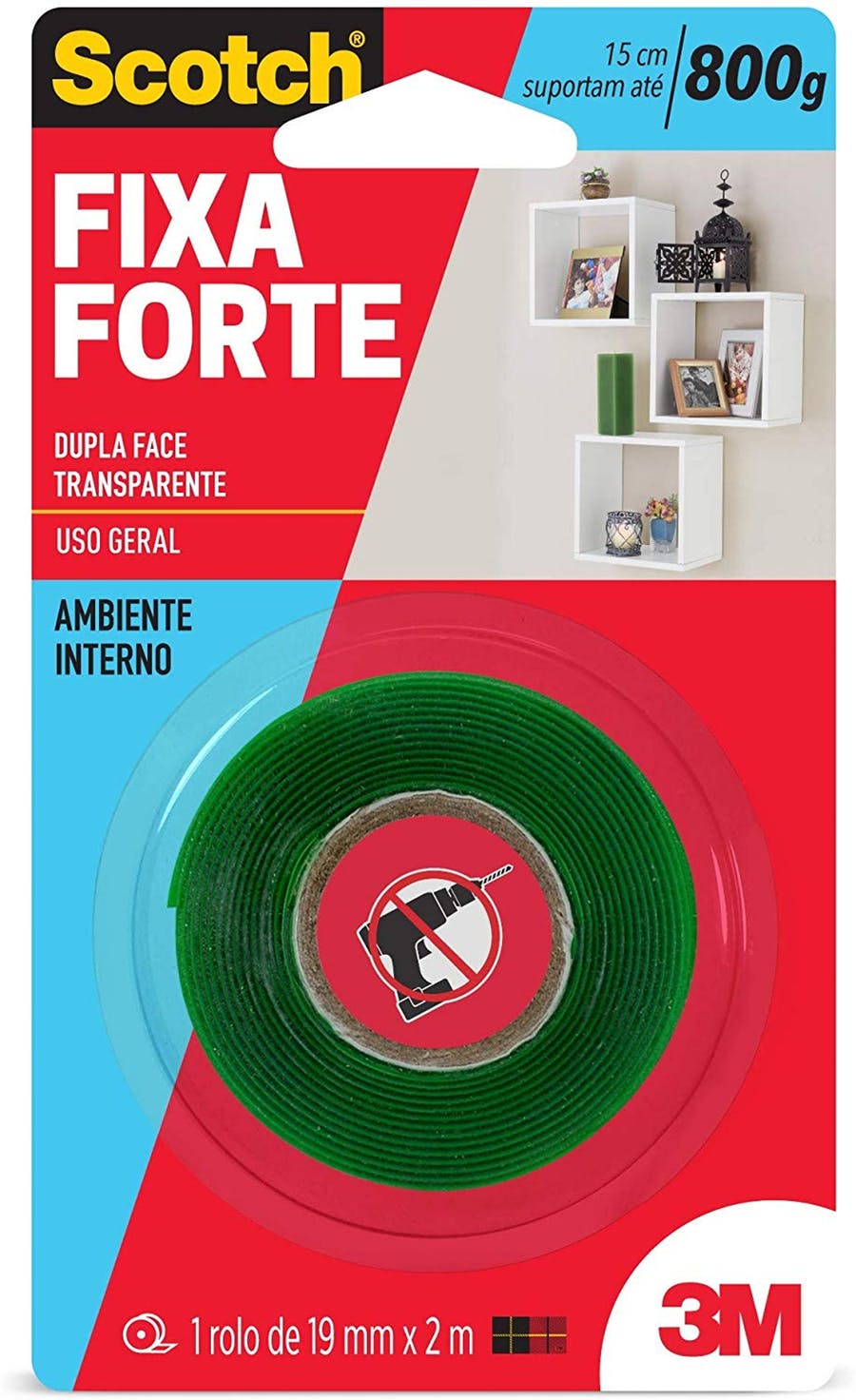 Fita Dupla Face 3m 19mmx2mt Fixa Forte Ambiente Interno Transparente