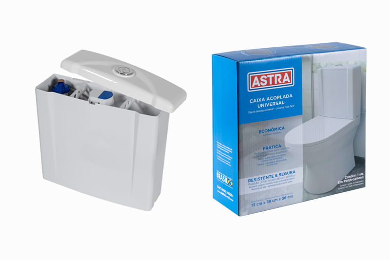 Caixa Descarga Astra Acoplada Universal Branca Duplo Acionamento