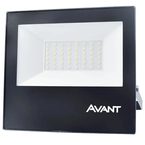 Refletor Avant Led Slim 10W 6500k Bivolt Preto Luz Branca