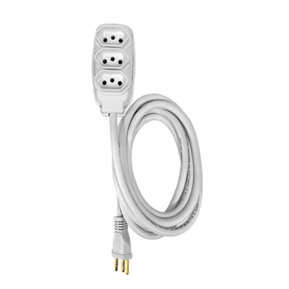 Extensão Ilumi com Cabo PP Redondo 3 Vias 20 Amperes 3,0 Metros Branco