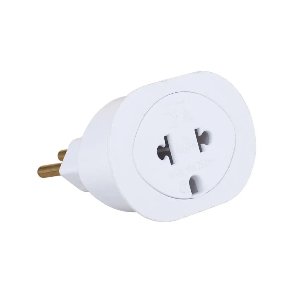 Pino Adaptador Ilumi 2 Polos mais Terra  Universal 10 Amperes Branco