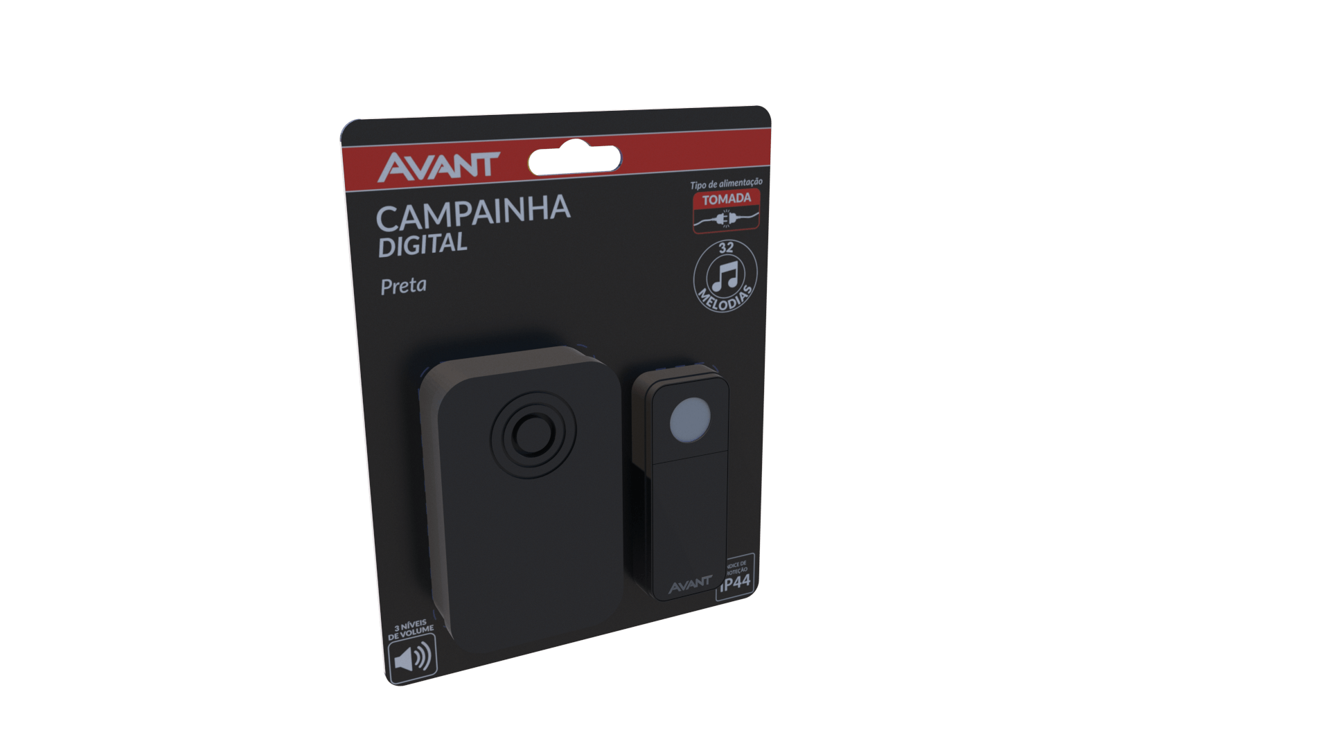 Campainha Digital Avant Bivolt Preto