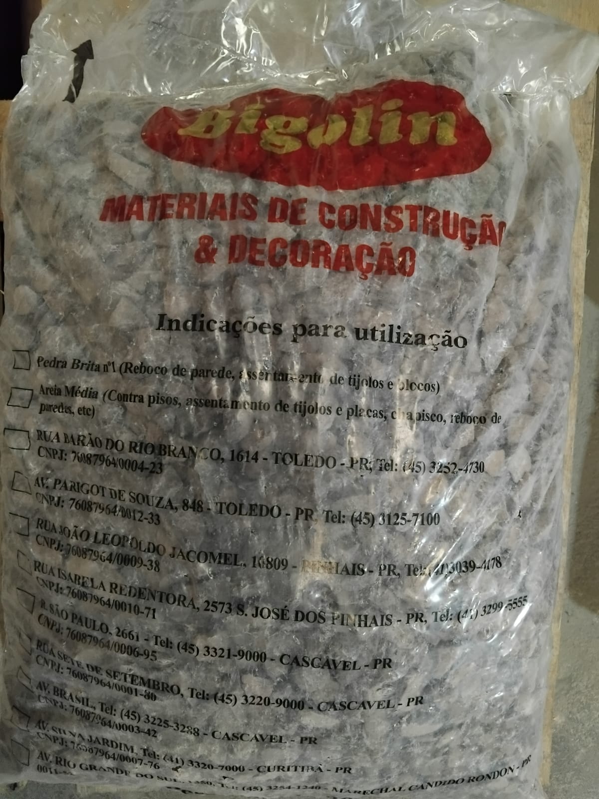 Pedra Brita Numero 1 Saco 20Kg